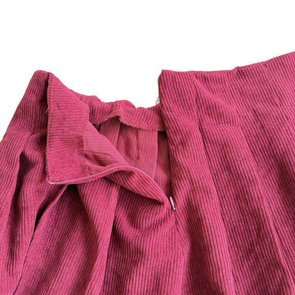 Shein Petite Large Maroon Velvet Ribbed Pull-On Skirt Soft Fit - Picture 5 of 8